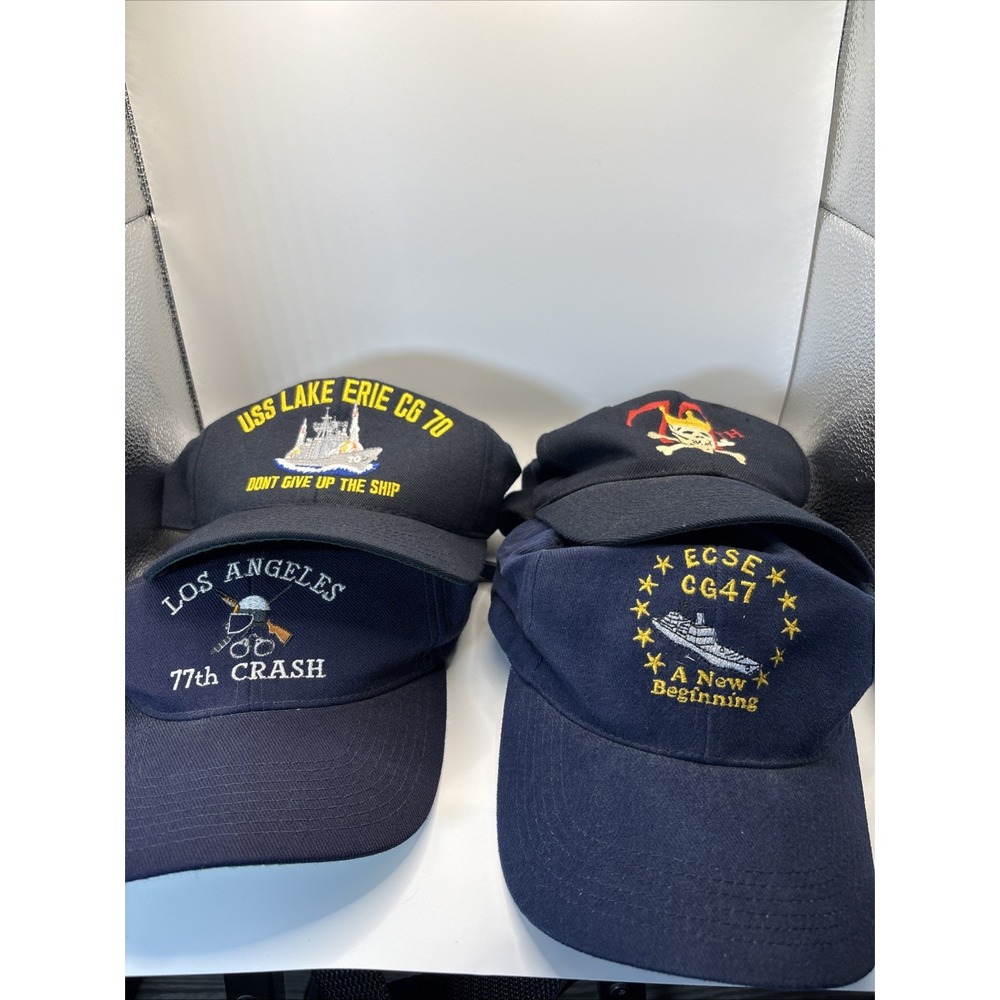 4 Military Hats Blue Lot of 4 Marines US Navy Coast Guard